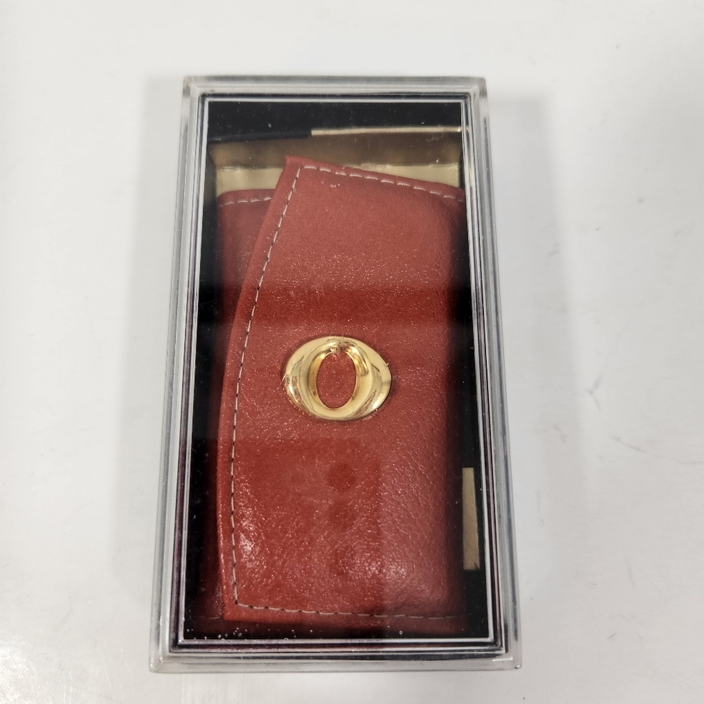 Amity vintage pigskin leather key holder orange red in orig package hippy vibe